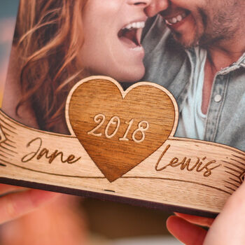 Personalised Wooden Photo Holder Frame For Valentine's, 2 of 4