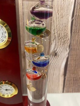 Galileo Thermometer Clock And Storm Glass Weather Station, 6 of 7