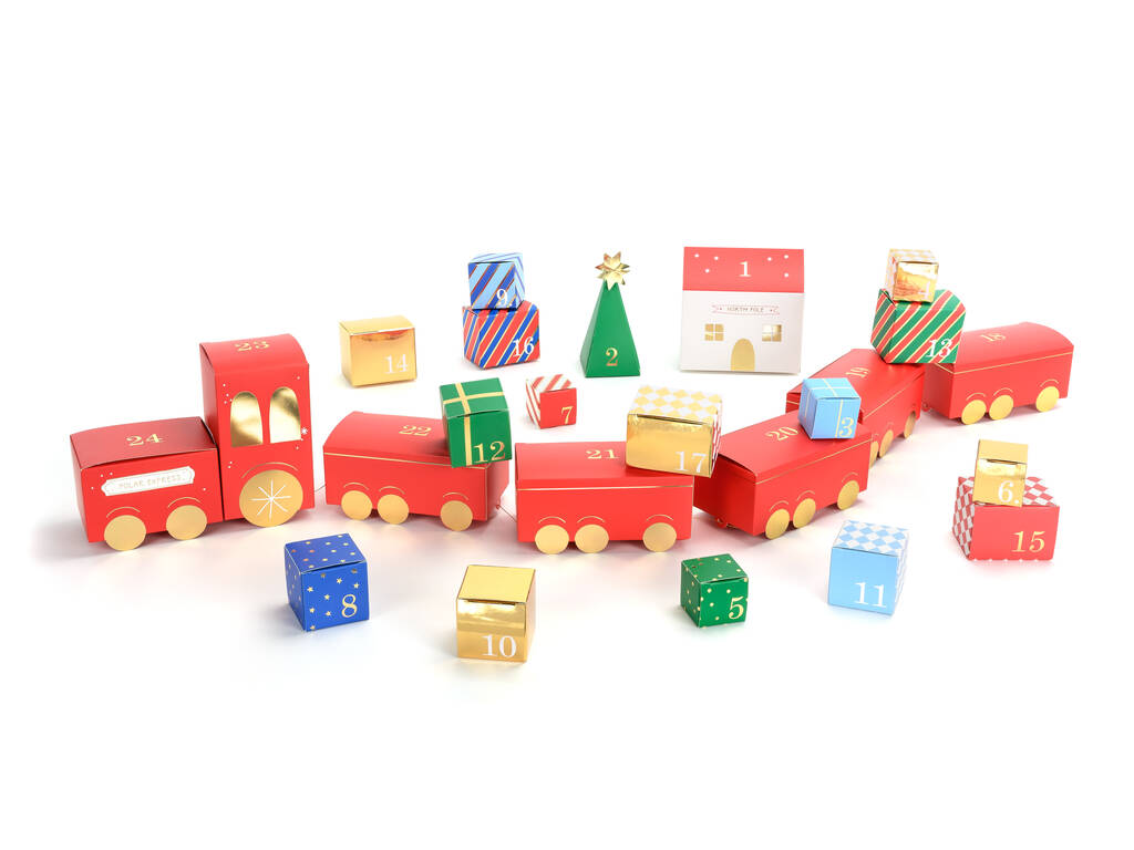 Polar Express Train Christmas Advent Calendar Boxes By Little Big Party Co