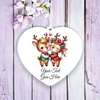 Personalised Cute Animal Couple Reindeer Decoration, 2 of 2