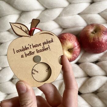 Personalised Message Reveal Wheel Apple Teacher Gift, 5 of 6