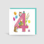 Age Four 'The Birthday Bunch' Animal Card, thumbnail 1 of 4