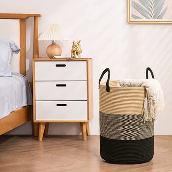 58 L Classic Brown Cotton Rope Woven Storage Basket, 2 of 9