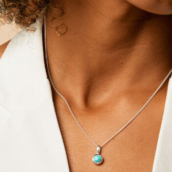 December Birthstone Turquoise Silver Charm Necklace, 2 of 11