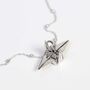 Sterling Silver Polished Origami Crane Necklace, thumbnail 2 of 6