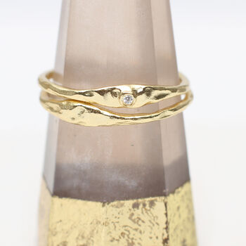 18ct Gold Plated And Crystal Stacking Ring Set, 2 of 4