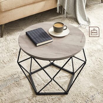 Set Of Two Round Coffee Tables Modern Steel Frame, 6 of 12