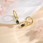 Sterling Silver Moss Agate Droplet Huggie Hoop Earrings, thumbnail 5 of 11