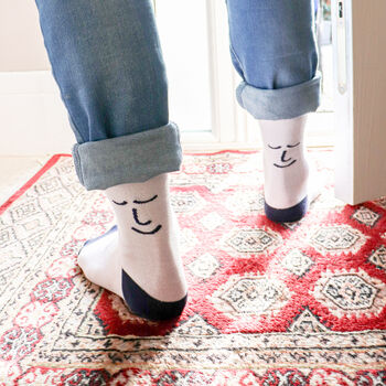 Comfy Happy White Bamboo Socks, 3 of 5