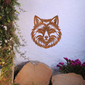 Metal Fox Head Wall Art Outdoor Garden Decor Gift Idea, 8 of 10