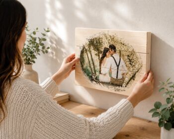 Custom Wooden Photo, Anniversary Gift, Whitewash Style, 3 of 5