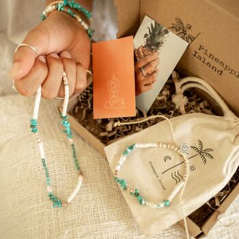 'Love Is Here' Turquoise Letterbox Gift Set, 3 of 11