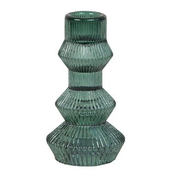 Jewel Toned Ribbed Glass Christmas Candle Stick Holders, 9 of 11