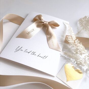 Personalised Wedding Card Bow Tied The Knot, 3 of 3