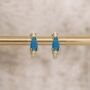 Yellow Gold Plated Turquoise Huggie Hoop Earrings, thumbnail 3 of 8