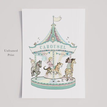 Personalised Childrens Circus Carousel Wall Art Print, 12 of 12