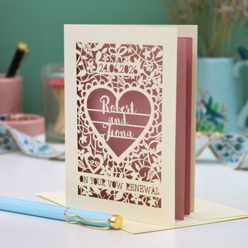 Personalised Papercut Vow Renewal Card, 5 of 7