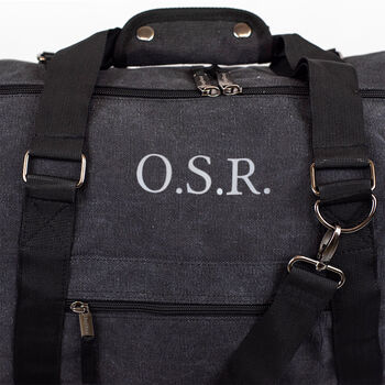 Personalised Black Canvas Overnight Bag, 4 of 6