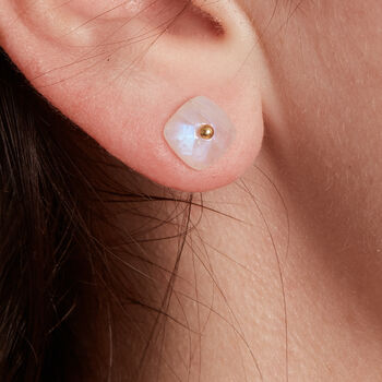Square Moonstone Stud Earrings, 2 of 5