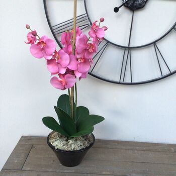 Large Pink Orchid Artificial Silk Flower Arrangement, 7 of 7