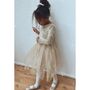 Champagne Gold Sparkly Long Sleeve Velvet Tutu Dress, thumbnail 7 of 11