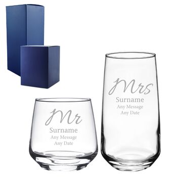Personalised Mr And Mrs Glass Set, 2 of 6