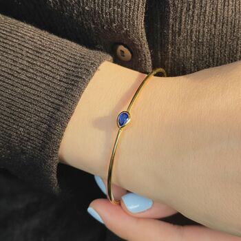 Sapphire September Birthstone Gold Plated Bangle, 3 of 5
