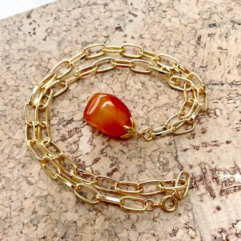 Mallory Carnelian Gemstone Pendant Chain Necklace, 3 of 5