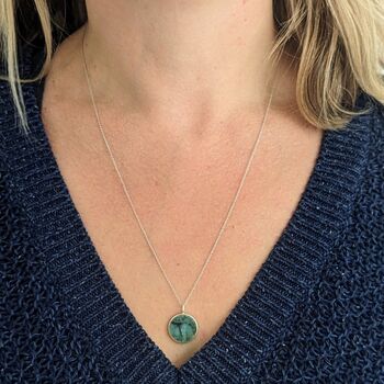 The Circle Emerald May Birthstone Necklace, Silver, 4 of 8