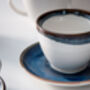Navy Set Of Six Handmade Porcelain Tea Cup With Saucer, thumbnail 8 of 11