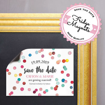 Confetti Swirl Save The Date Card Or Fridge Magnet, 2 of 11