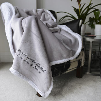 Personalised Dark Grey And White Super Soft Blanket, 8 of 9