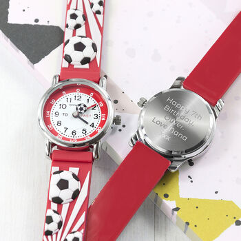 Kids Personalised Red Football Watch, 3 of 4