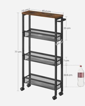 Four Tier Trolley Space Saving Kitchen Cart With Handle, 11 of 12