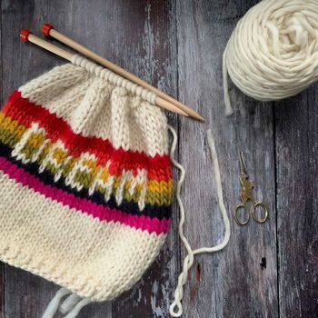 Merino Wool Dream Hat Diy Knitting Kit, 3 of 5