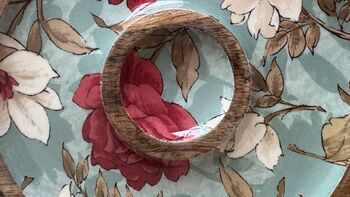 Mango Wood Round Serving Platter Tray, Chip And Dip, 6 of 12