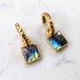 The Square Labradorite Gold Plated Gemstone Earrings, thumbnail 1 of 8