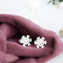 Silver Plated Snowflake Stud Earrings, thumbnail 4 of 7