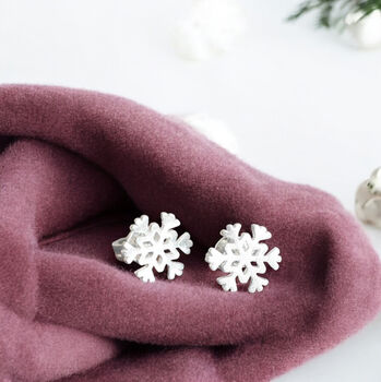 Silver Plated Snowflake Stud Earrings, 4 of 7