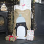Personalised Penguin Hessian Christmas Sack, thumbnail 2 of 3