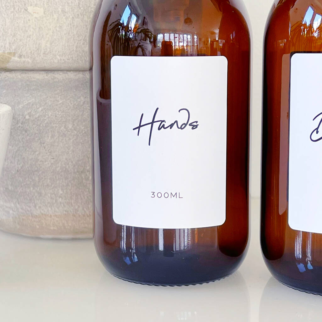 Amber Bottle With Personalised Script Label By Oikku