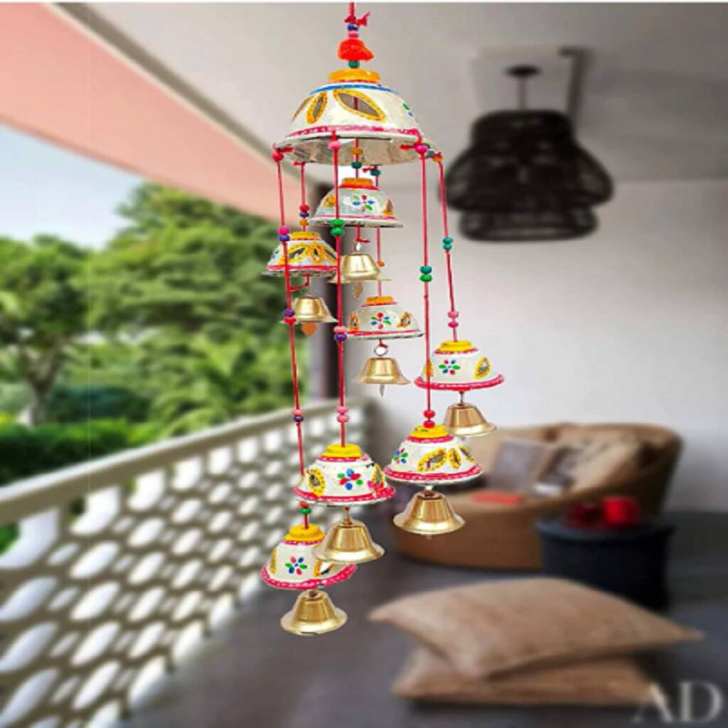White Round Bell Wind Chime/Wall Hanging Decor, 1 of 3