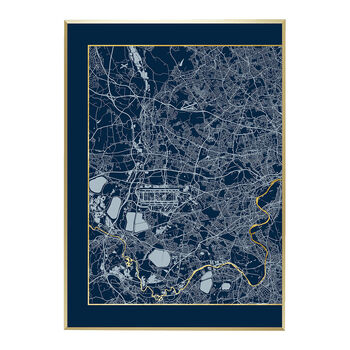 London Triptych Map Screen Prints | Navy And Gold, 4 of 6