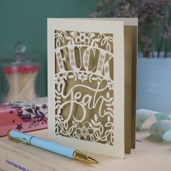 Fuck Yeah Papercut Congratulations Card, 2 of 6