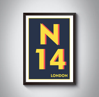 N14 Southgate London Postcode Typography Print, 8 of 10