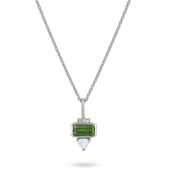 Sterling Silver, Green Tourmaline, Sapphire And Moonstone Necklace, 3 of 3