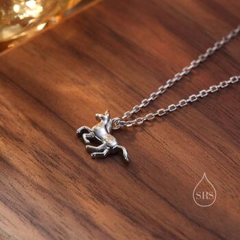 Tiny Unicorn Horse Necklace In Sterling Silver, 5 of 10