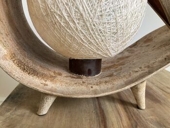 Handmade Coconut Leaf Table Lamp – Natural Cream Light, 8 of 12