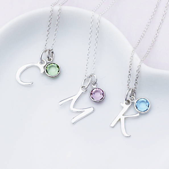 initial and birthstone necklace by sophie jones jewellery ...