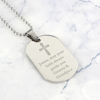 Personalised Cross Steel Dog Tag Necklace, 6 of 6